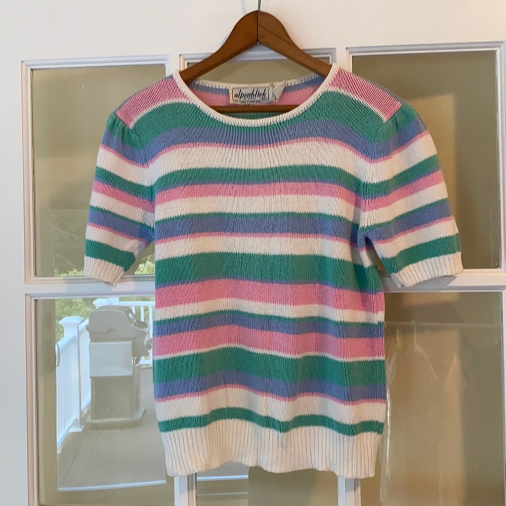 Women's Vintage Cotton Knit Short Sleeved Top